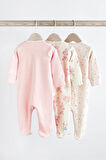 Next Baby % 100 Pamuklu Pale Pink 3’lü Tulum Set