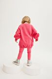 % 100 Pamuklu Pembe Sweatshirt Alt Üst Takım