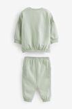 % 100 Pamuklu Sage Green Sweatshirt Jogger Alt Üst Takım