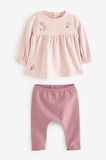 Next Baby % 100 Pamuklu Pembe Çiçek Desenli 2’li Alt Üst Takım