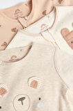Next Baby % 100 Pamuklu Krem Ayıcık Desenli 3’lü Tulum Set