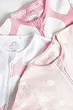 Next Baby % 100 Pamuklu Pembe Beyaz Yıldız Kalp Desenli 3’lü Tulum Set