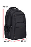 Unisex Siyah Okul Sırt Çantası Orta Boy USB Type-C Laptop Bölmeli Su Geçirmez Kumaş Lise Üniversite
