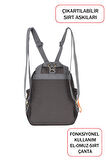 Fonksiyonel Ultra Hafif Gri Kadın Sırt Çanta El ve Omuzda Kullanım Yeni Nesil Su İtici Kumaş