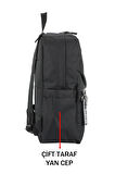 Siyah Okul Sırt Çantası Ortaokul Lise Geniş İç Hacim Su Geçirmez Kumaş Yandan Cepli