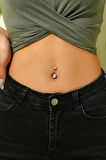 Damla Taşlı Çelik Göbek Piercingi Zirkon Taşlı Damla Model Göbek Piercing