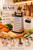 Porsima LM-4023 Razzo 4 Yüzlü Paslanmaz Çelik Rende - Silikon Tabanlı Metal Rende 20 cm