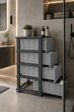 Porsima 0704-1 4 Katlı Still Komodin Ant/Gri Çekmeceli Sebzelik Oyuncak Sepeti Plastik Organizer