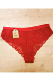 YILBAŞI DANTELLİ GÜPÜRLÜ KIRMIZI  NOEL HEDİYE PAKETLİ  KÜLOT  38-40 İÇÇAMAŞIRI