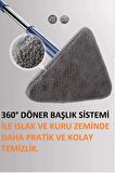 360 Derece Sihirli Teleskobik Hazneli Üçgen Mikrofiber Mop Paspas Islak Kuru Parke