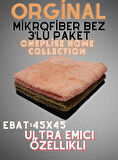 Mikrofiber Ultra Kalın Üstün Sıvı Tutma Özellikli 3' Lü Genel Temizlik Bezi (45X45)