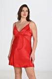Ahu 2li Kırmızı Sabahlık Takımı Bigsize 6207