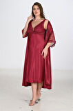 Ahu 2li Bordo Sabahlık Takımı Bigsize 6229