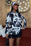 Batik Desenli Chanel Saten Gömlek 3467
