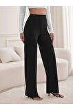 Kadın Yüksek Bel Cepli Geniş Kesim Ithal Krep Pantolon