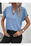 Kadın Kısa Kollu Hakim Yaka Sofya Bluz
