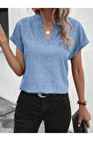 Kadın Kısa Kollu Hakim Yaka Sofya Bluz