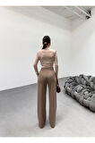 230 Gr Poly Viscose Lycra Metal Düğme Palazzo Pantolon