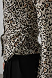 Yanları Büzgülü Leopar Gömlek - Leopar