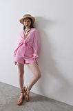 BELİ LASTİKLİ PÜSKÜLLÜ ŞORT - Pembe