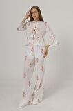 İşlemeli Oversize Pantolon - Beyaz