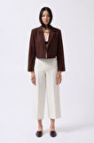 Crop Keten Blazer Ceket