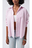 Çizgili Detay Oversize Gömlek