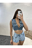 6317 KOT BLUZ-MAVİ