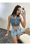 6317 KOT BLUZ-MAVİ