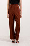 Kahverengi Yüksek Bel Kumaş Pantolon 6612