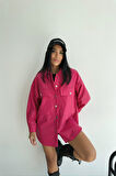DÜĞMELİ DERİ GÖMLEK BOYFRİEND - Fuşya