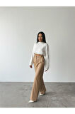 DERİ PALAZZO PANTOLON BORU PAÇA - Bej
