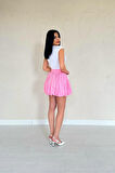 Pembe Poplin Balon Etek
