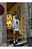 CHANEL CROP CEKET-KISA ETEK TAKIM - Beyaz
