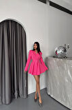 CEKET ELBİSE PENS DETAYLI - Pembe