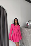 CEKET ELBİSE PENS DETAYLI - Pembe