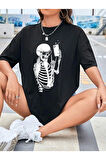 Baskılı T-shirt - Siyah