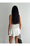 Ayrobin Şortlu Etek - Beyaz