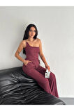 Asimetrik Crop Pantalon Ikili Takım - Gül Kurusu