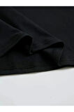 Baskılı Oversize Bisiklet Yaka T-shirt - Siyah