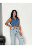 Kot Jeans Yelek - Mavi