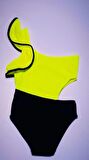 NEON SARI KOLU VOLAN DETAYLI KIZ ÇOCUK MAYO DB200566CM