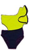 NEON SARI KOLU VOLAN DETAYLI KIZ ÇOCUK MAYO DB200566CM