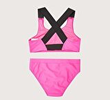 Yazı baskılı kız çocuk bikini takım DB200773BT