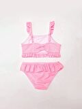 Çizgili fırfırlı kız çocuk bikini takım