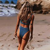 Dokulu özel kumaşlı Bikini Takım DB200785BT