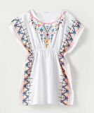 Beyaz baskılı dokuma kız çocuk Pareo DB200785PL