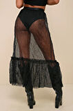 Fırıfırlı uzun dantel etek