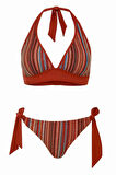 Dokulu Ve Dantelli Çok Renkli Bikini Takım