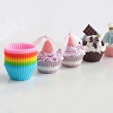 Renkli Silikon Yeniden Kullanılabilir Cupcake Muffin Kabı 